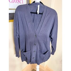 The Group by Babaton Luxe Cashmere‎ Blend V-Neck Cardigan Blue Grey Small